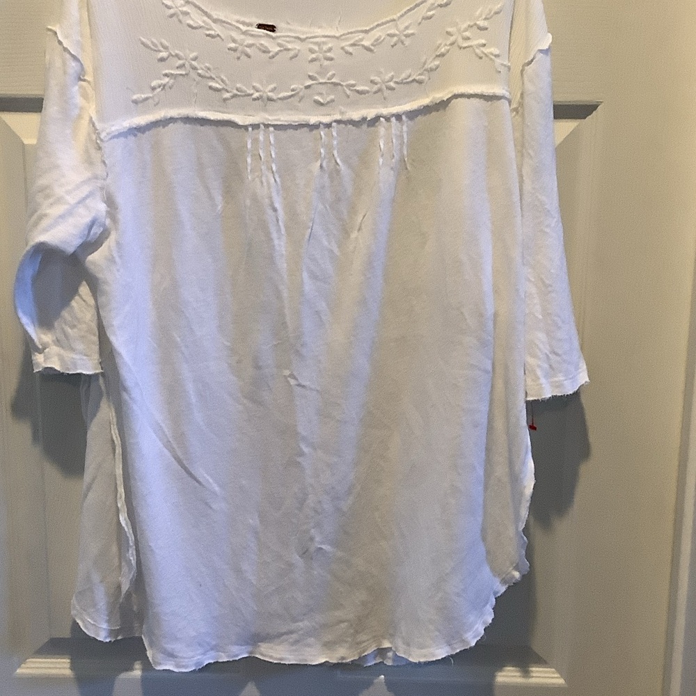 Free People white Embroidered Tunic,